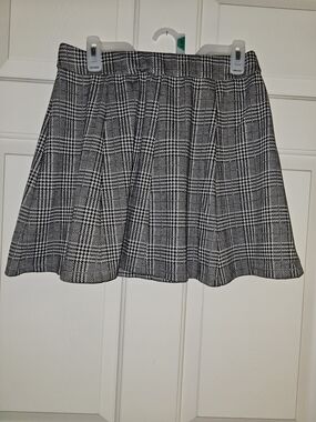 Jolt Black and White Plaid A-Line Skirt
